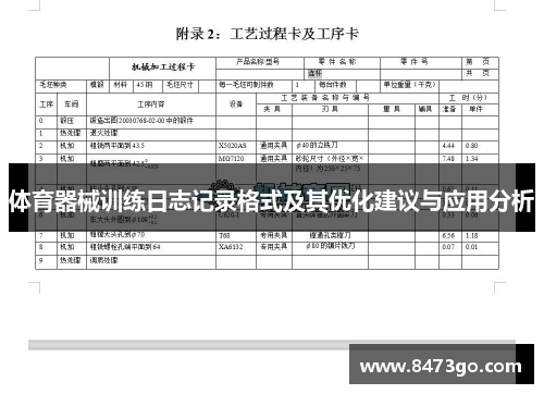 体育器械训练日志记录格式及其优化建议与应用分析